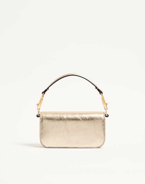 Valentino Garavani - Small Valentino Garavani Locò Metallic Calfskin Shoulder Bag - Platinum - Woman - Shoulder Bags